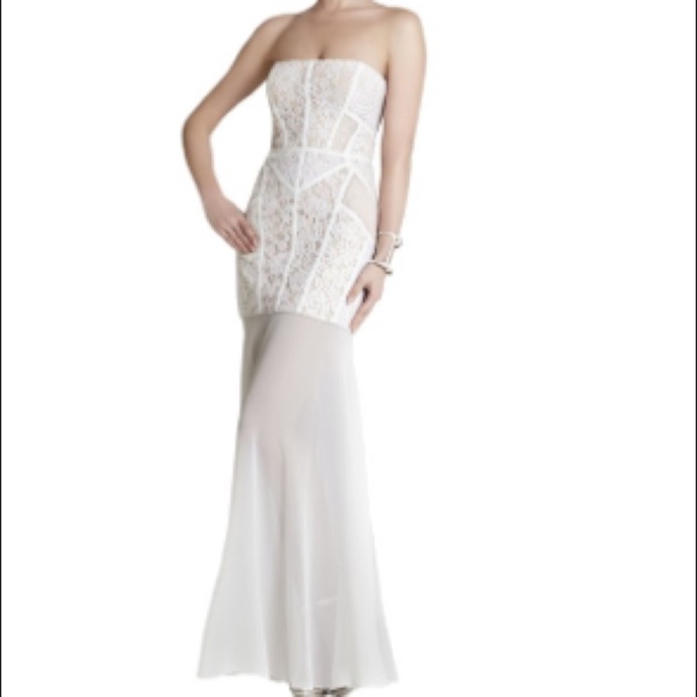 New White Strapless Maxi Dress